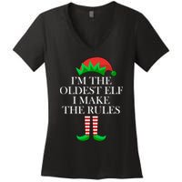 I'm The Oldest Elf I Make The Rules Matching Christmas Women's V-Neck T-Shirt