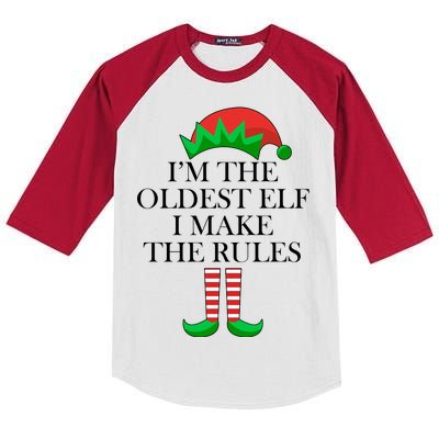 I'm The Oldest Elf I Make The Rules Matching Christmas Kids Colorblock Raglan Jersey