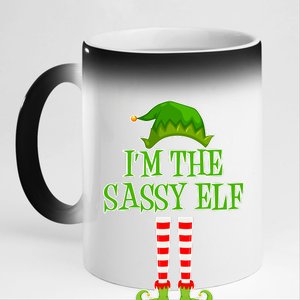 I'm The Sassy Elf Matching Family Christmas 11oz Black Color Changing Mug