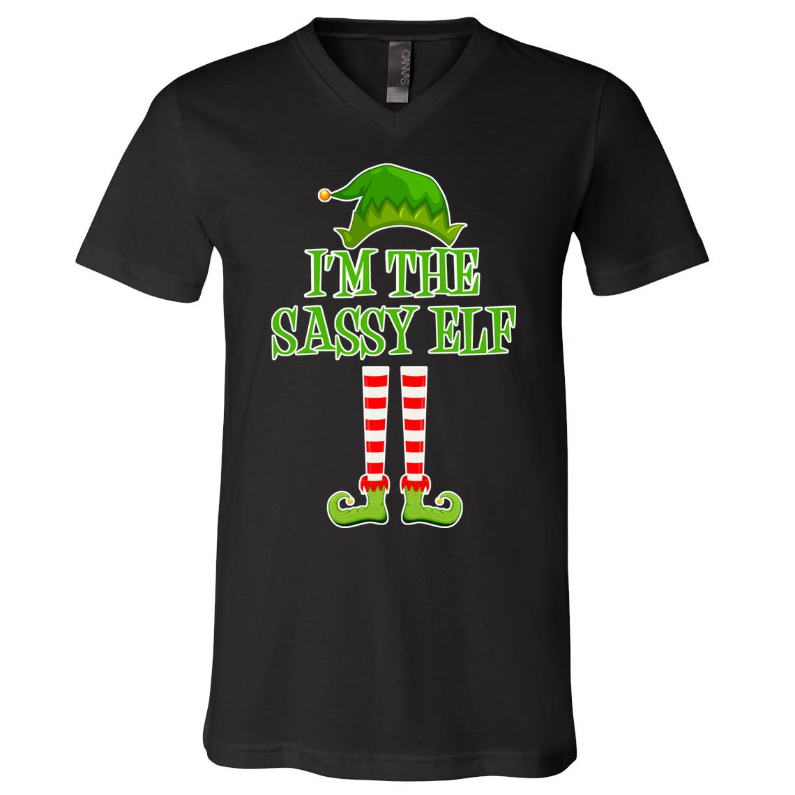 I'm The Sassy Elf Matching Family Christmas V-Neck T-Shirt