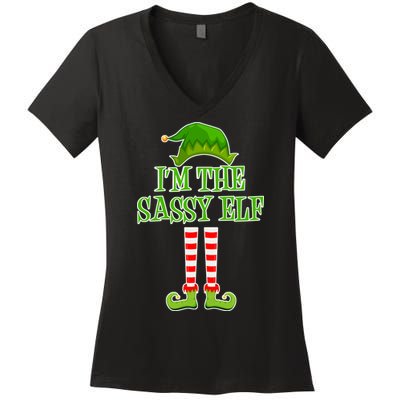 I'm The Sassy Elf Matching Family Christmas Women's V-Neck T-Shirt