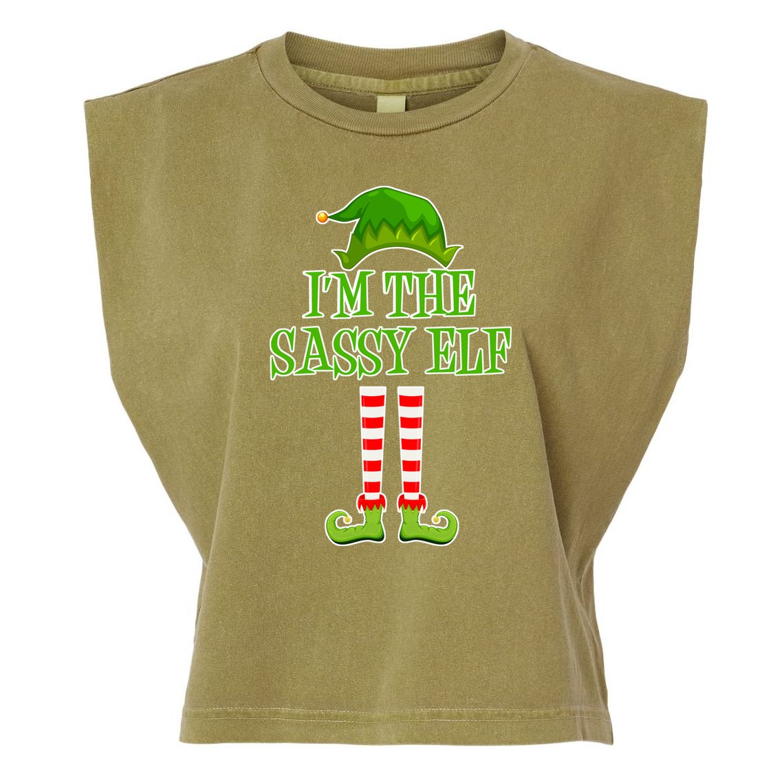 I'm The Sassy Elf Matching Family Christmas Garment-Dyed Women's Muscle Tee