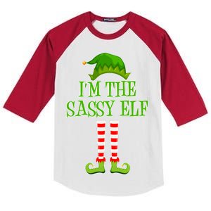 I'm The Sassy Elf Matching Family Christmas Kids Colorblock Raglan Jersey