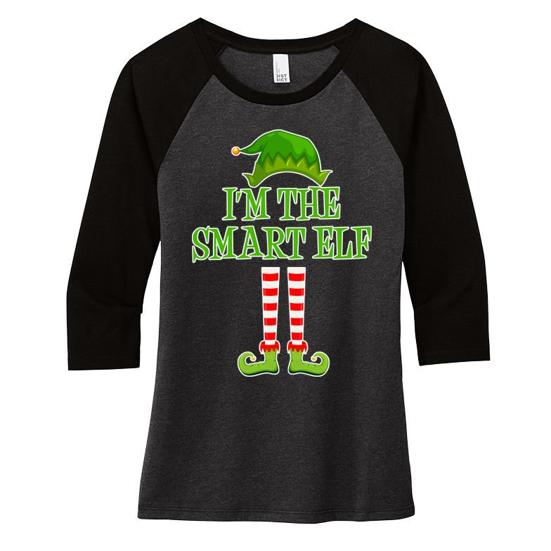 I'm The Smart Elf Matching Family Christmas Women's Tri-Blend 3/4-Sleeve Raglan Shirt