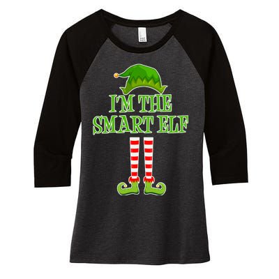 I'm The Smart Elf Matching Family Christmas Women's Tri-Blend 3/4-Sleeve Raglan Shirt