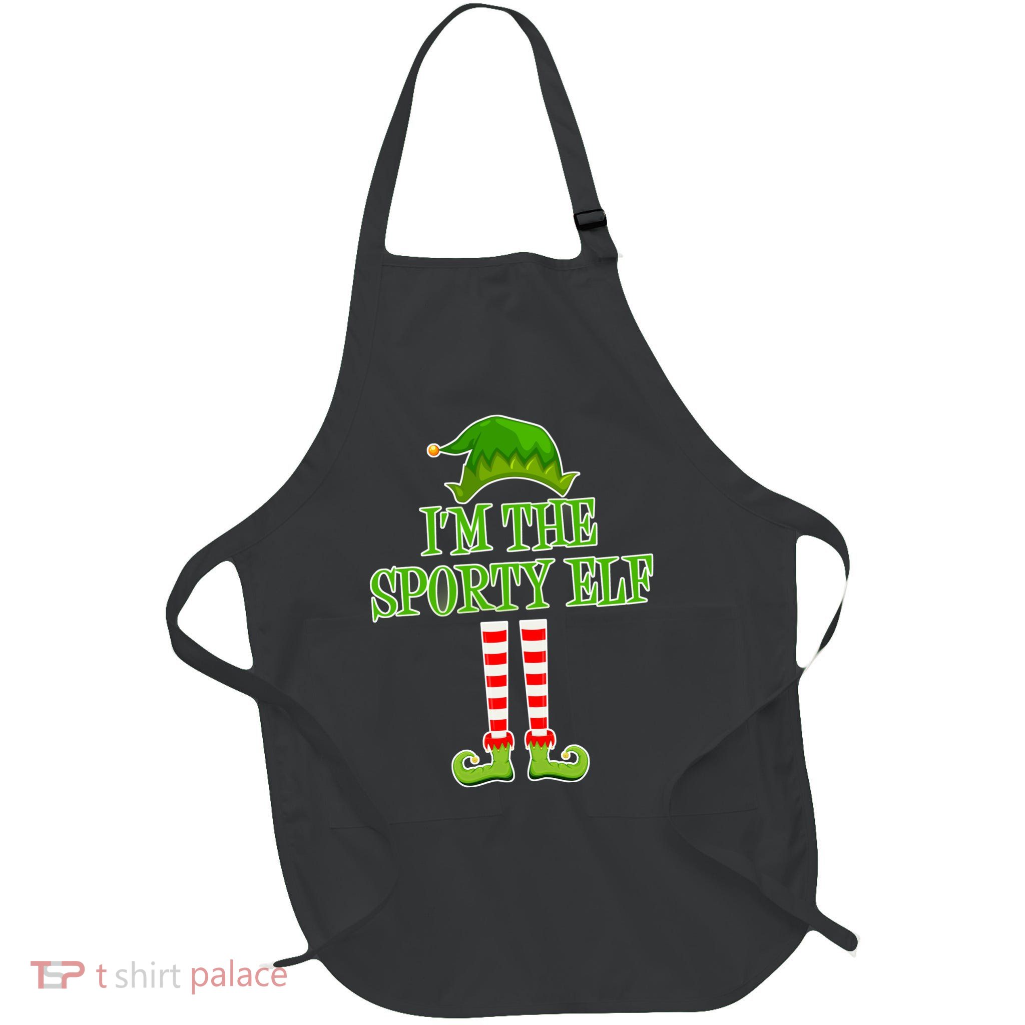 I'm The Sporty Elf Matching Family Christmas Full-Length Apron With Pockets