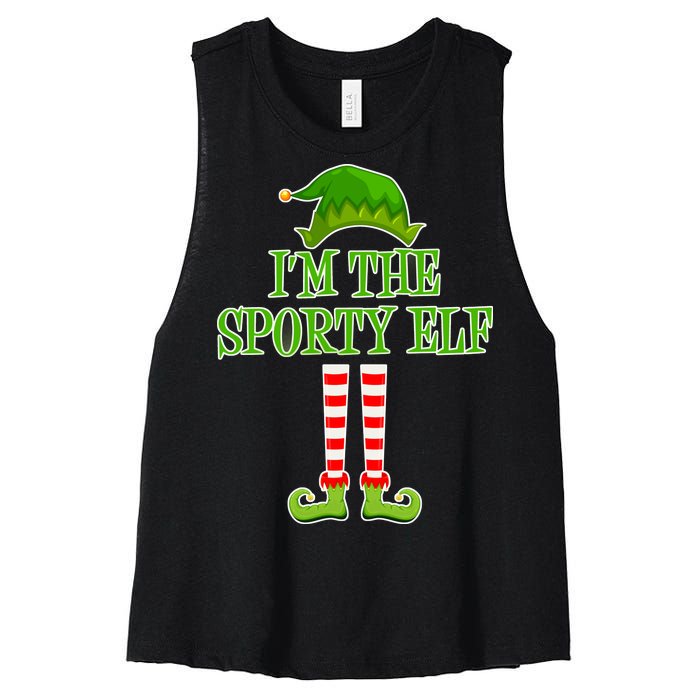 I'm The Sporty Elf Matching Family Christmas Women's Racerback Cropped Tank