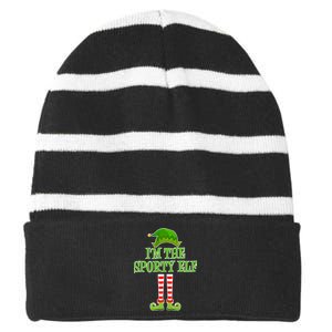 I'm The Sporty Elf Matching Family Christmas Striped Beanie with Solid Band