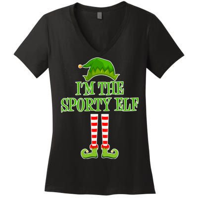 I'm The Sporty Elf Matching Family Christmas Women's V-Neck T-Shirt