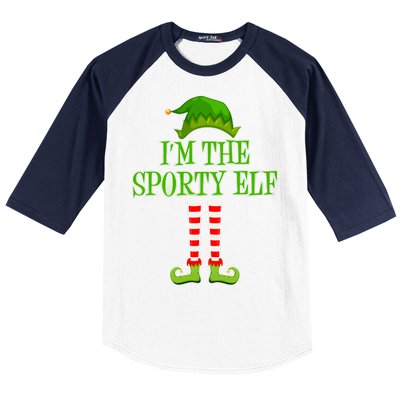 I'm The Sporty Elf Matching Family Christmas Baseball Sleeve Shirt