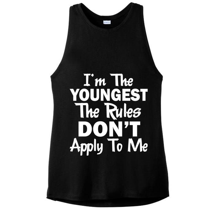 I'm the Youngest the Rules Don't Apply To Me Funny Ladies PosiCharge Tri-Blend Wicking Tank