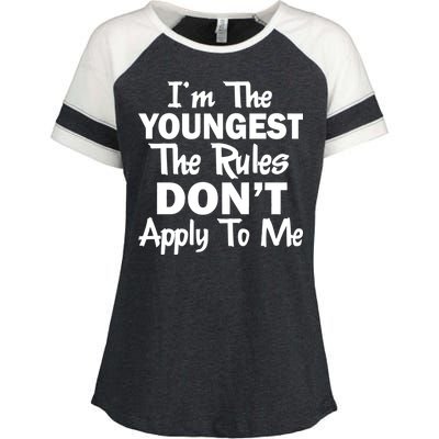 I'm the Youngest the Rules Don't Apply To Me Funny Enza Ladies Jersey Colorblock Tee