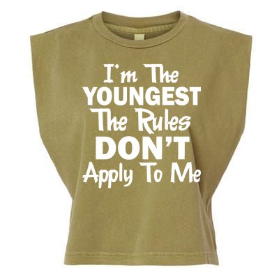 I'm the Youngest the Rules Don't Apply To Me Funny Garment-Dyed Women's Muscle Tee