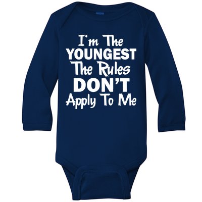 I'm the Youngest the Rules Don't Apply To Me Funny Baby Long Sleeve Bodysuit