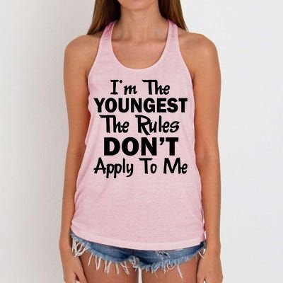 I'm the Youngest the Rules Don't Apply To Me Funny Women's Knotted Racerback Tank