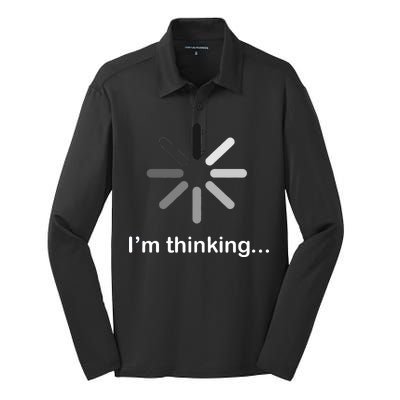 I'm Thinking Loading Logo Silk Touch Performance Long Sleeve Polo