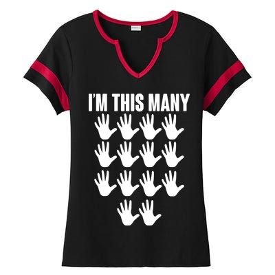 I'm This Many - 70th Birthday Ladies Halftime Notch Neck Tee