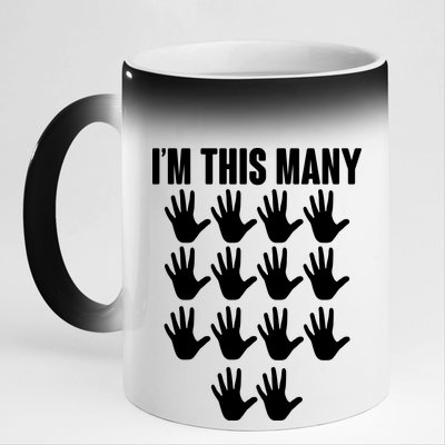 I'm This Many - 70th Birthday 11oz Black Color Changing Mug