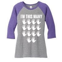 I'm This Many - 70th Birthday Women's Tri-Blend 3/4-Sleeve Raglan Shirt