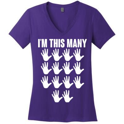 I'm This Many - 70th Birthday Women's V-Neck T-Shirt