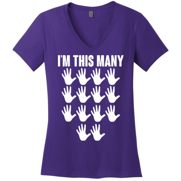 I'm This Many - 70th Birthday Women's V-Neck T-Shirt