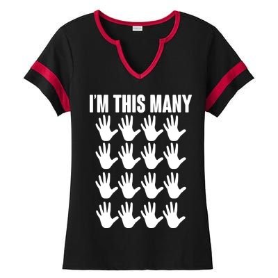 I'm This Many - 80th Birthday Ladies Halftime Notch Neck Tee