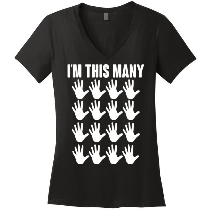 I'm This Many - 80th Birthday Women's V-Neck T-Shirt
