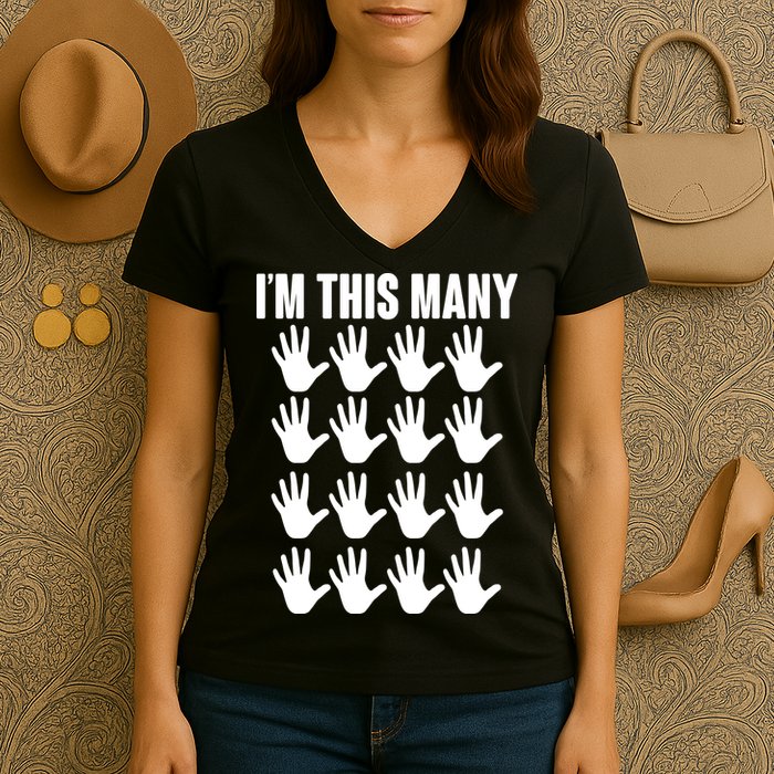 I'm This Many - 80th Birthday Women's V-Neck T-Shirt