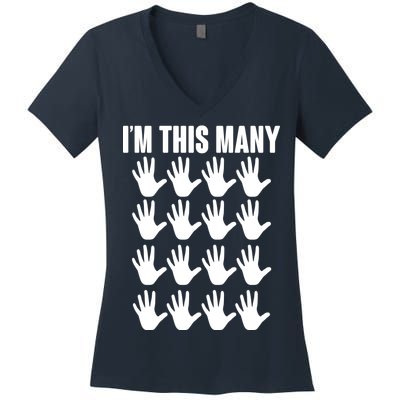 I'm This Many - 80th Birthday Women's V-Neck T-Shirt