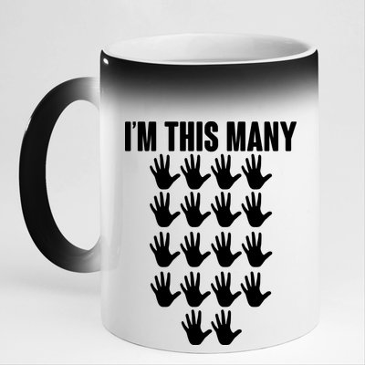 I'm This Many - 90th Birthday 11oz Black Color Changing Mug