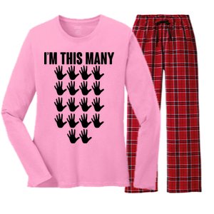 I'm This Many - 90th Birthday Women's Long Sleeve Flannel Pajama Set 