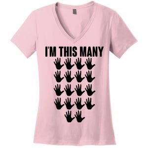 I'm This Many - 90th Birthday Women's V-Neck T-Shirt