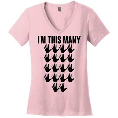 I'm This Many - 90th Birthday Women's V-Neck T-Shirt