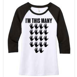 I'm This Many - 90th Birthday Women's Tri-Blend 3/4-Sleeve Raglan Shirt