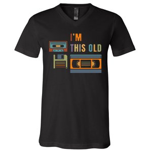 I'm This Old Retro Throwback Birthday V-Neck T-Shirt