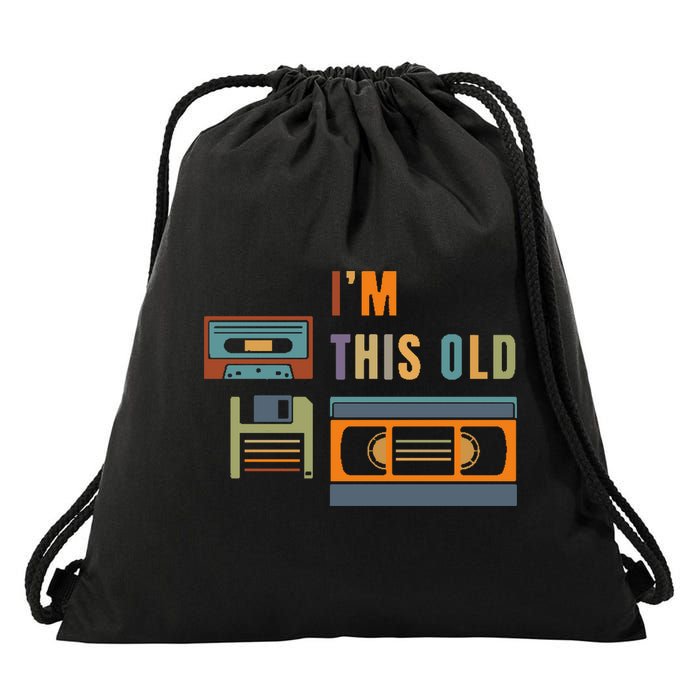 I'm This Old Retro Throwback Birthday Drawstring Bag