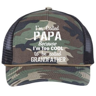 I'm Too Cool To Be Called Grandfather Papa Retro Rope Trucker Hat Cap