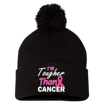 I'm Tougher Than Cancer Pom Pom 12in Knit Beanie