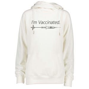 I'm Vaccinated Shot Womens Funnel Neck Pullover Hood