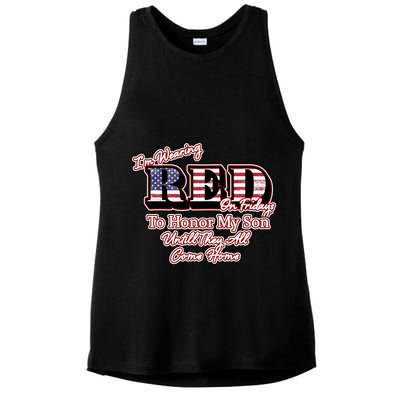 I'm Wearing Red On Fridays Until They All Come Home Ladies PosiCharge Tri-Blend Wicking Tank