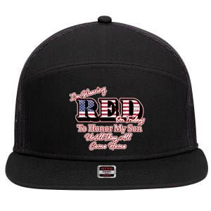 I'm Wearing Red On Fridays Until They All Come Home 7 Panel Mesh Trucker Snapback Hat