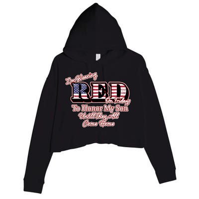 I'm Wearing Red On Fridays Until They All Come Home Crop Fleece Hoodie