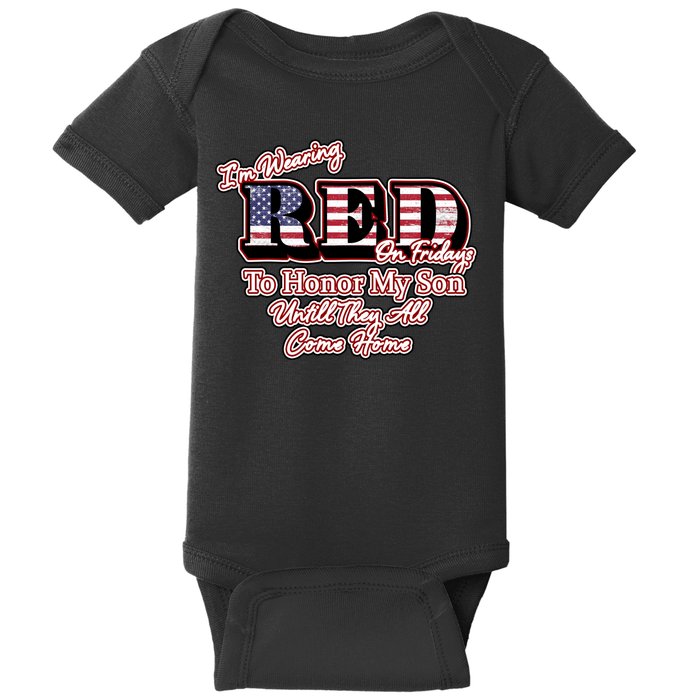 I'm Wearing Red On Fridays Until They All Come Home Baby Bodysuit