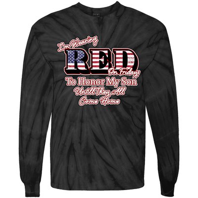 I'm Wearing Red On Fridays Until They All Come Home Tie-Dye Long Sleeve Shirt