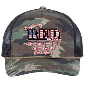 I'm Wearing Red On Fridays Until They All Come Home Retro Rope Trucker Hat Cap