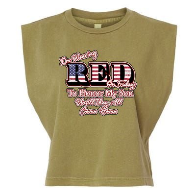 I'm Wearing Red On Fridays Until They All Come Home Garment-Dyed Women's Muscle Tee