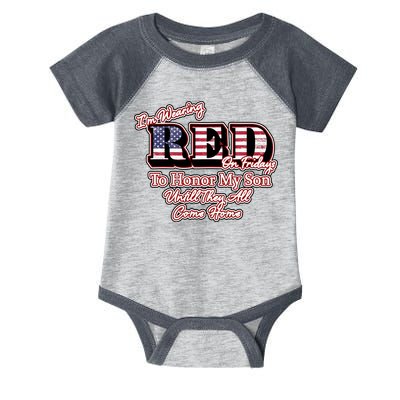 I'm Wearing Red On Fridays Until They All Come Home Infant Baby Jersey Bodysuit