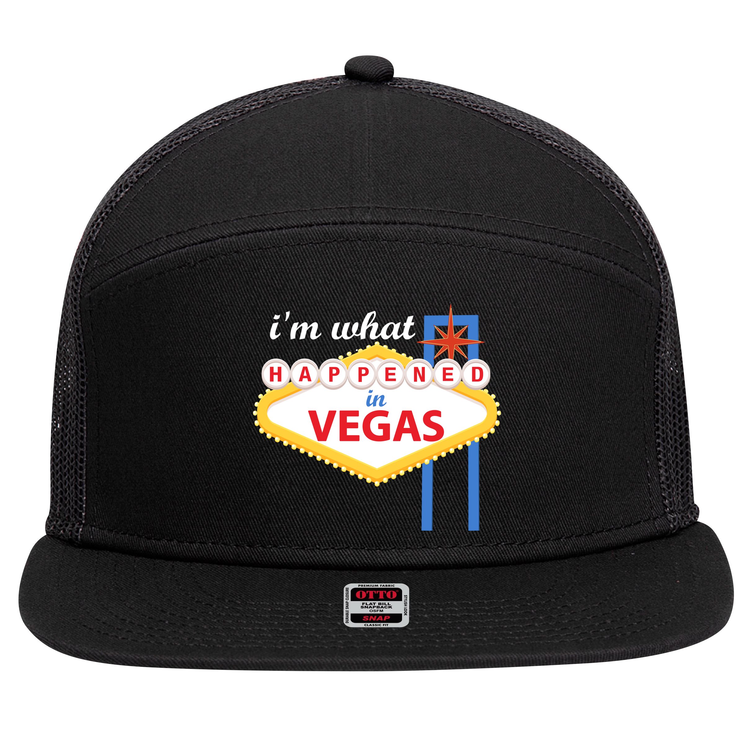 I'm what Happened in Vegas 7 Panel Mesh Trucker Snapback Hat