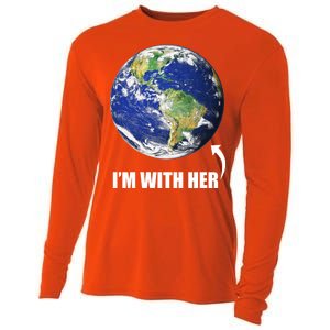 I'm With Her Earth Globe Photo March For Science Cooling Performance Long Sleeve Crew