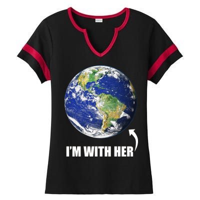 I'm With Her Earth Globe Photo March For Science Ladies Halftime Notch Neck Tee